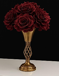 GOLD UZUN VAZOLU KIRMIZI ARANJMAN ÇİÇEK