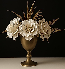 GOLD VAZOLU BEYAZ ARANJMAN ÇİÇEK