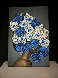 3 BOYUTLU MAVİ KADIN TABLO