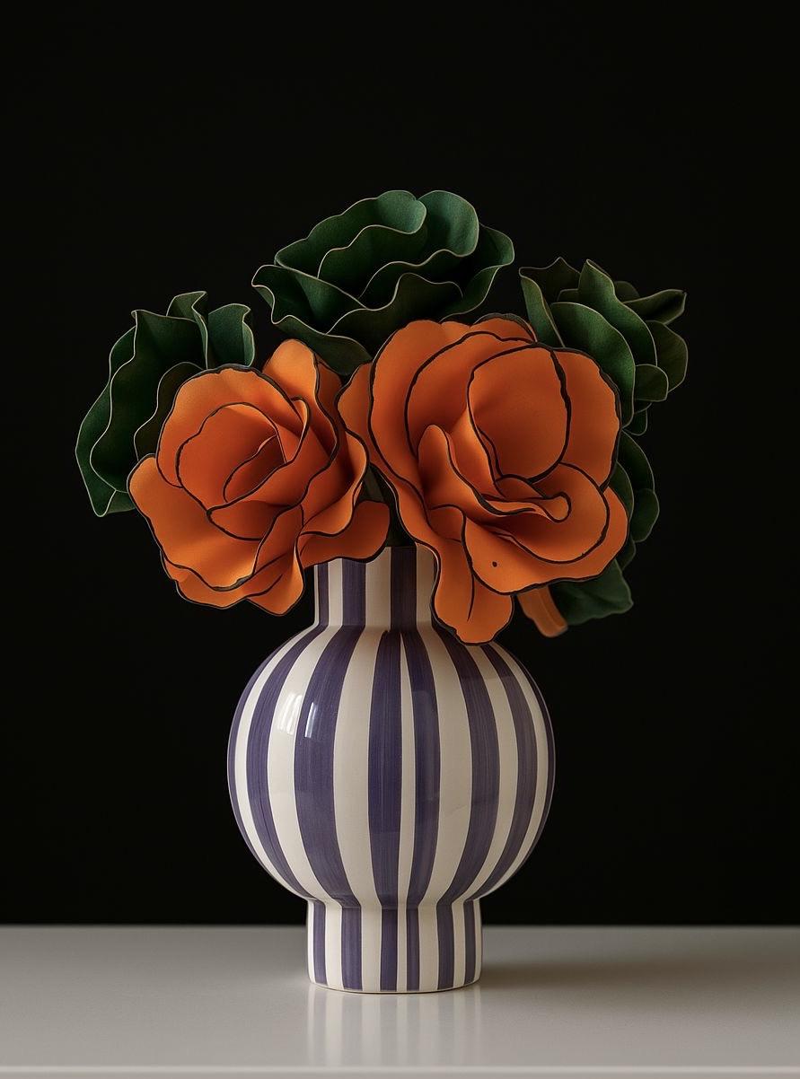 MOR SAKSI ÜZERİNE CANLI RENKLİ ÇİÇEKLER