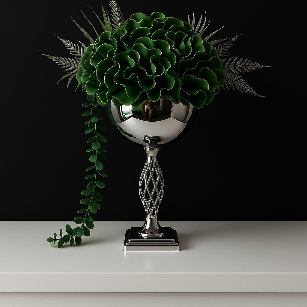 UZUN VAZOLU YAPRAK YEŞİLİ ARANJMAN ÇİÇEK