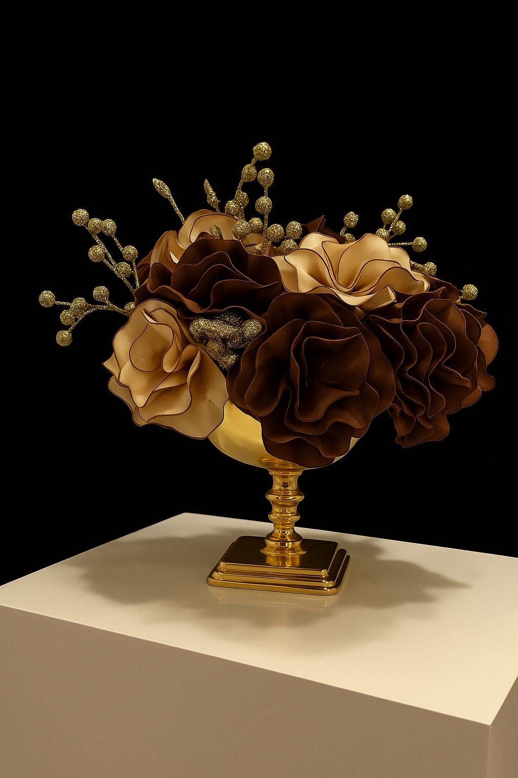 SOFT KAHVE KREM ÇİÇEKLİ ARANJMAN ÇİÇEK