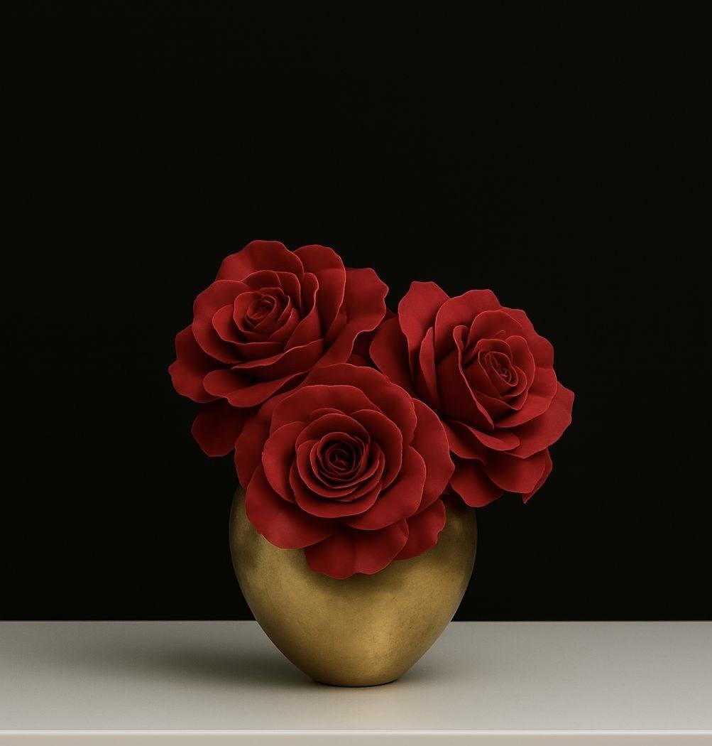 GOLD KIRMIZI TASARIM ÇİÇEK